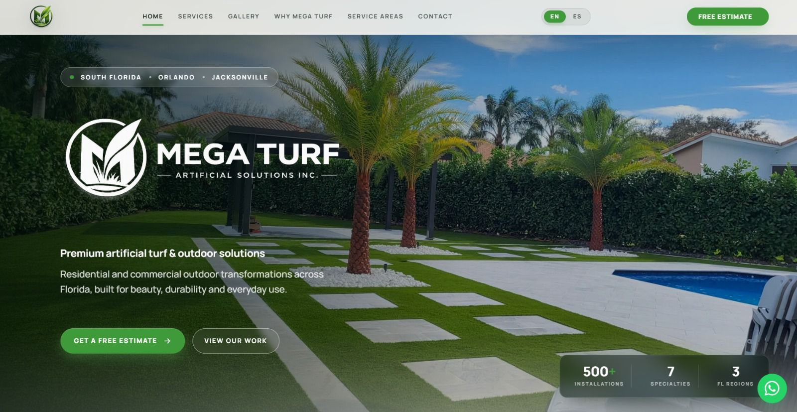 Mega Turf Artificial Solutions website