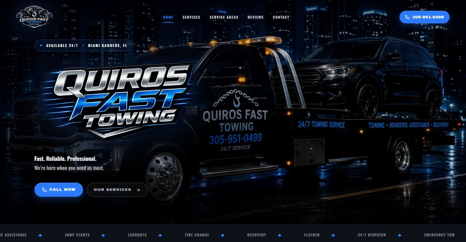 Quiros Fast Towing website